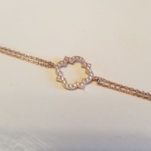 Rose over Sterling Silver CZ Bracelet